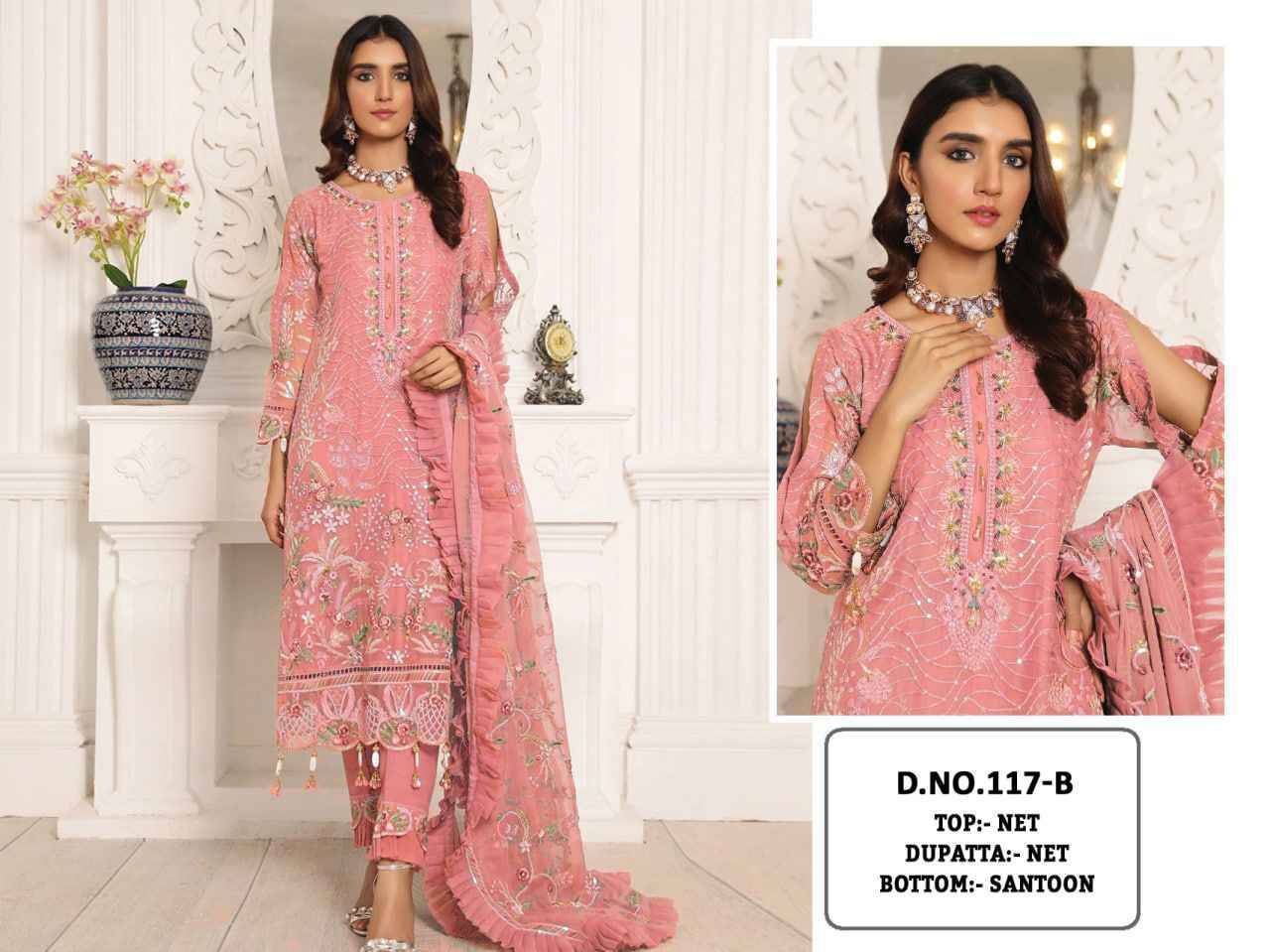 KF-117 Colours By Fashid Wholesale 117-A To 117-D Series Pakistani Suits Collection Beautiful Stylish Fancy Colorful Party Wear & Occasional Wear Heavy Net Embroidered Dresses At Wholesale Price