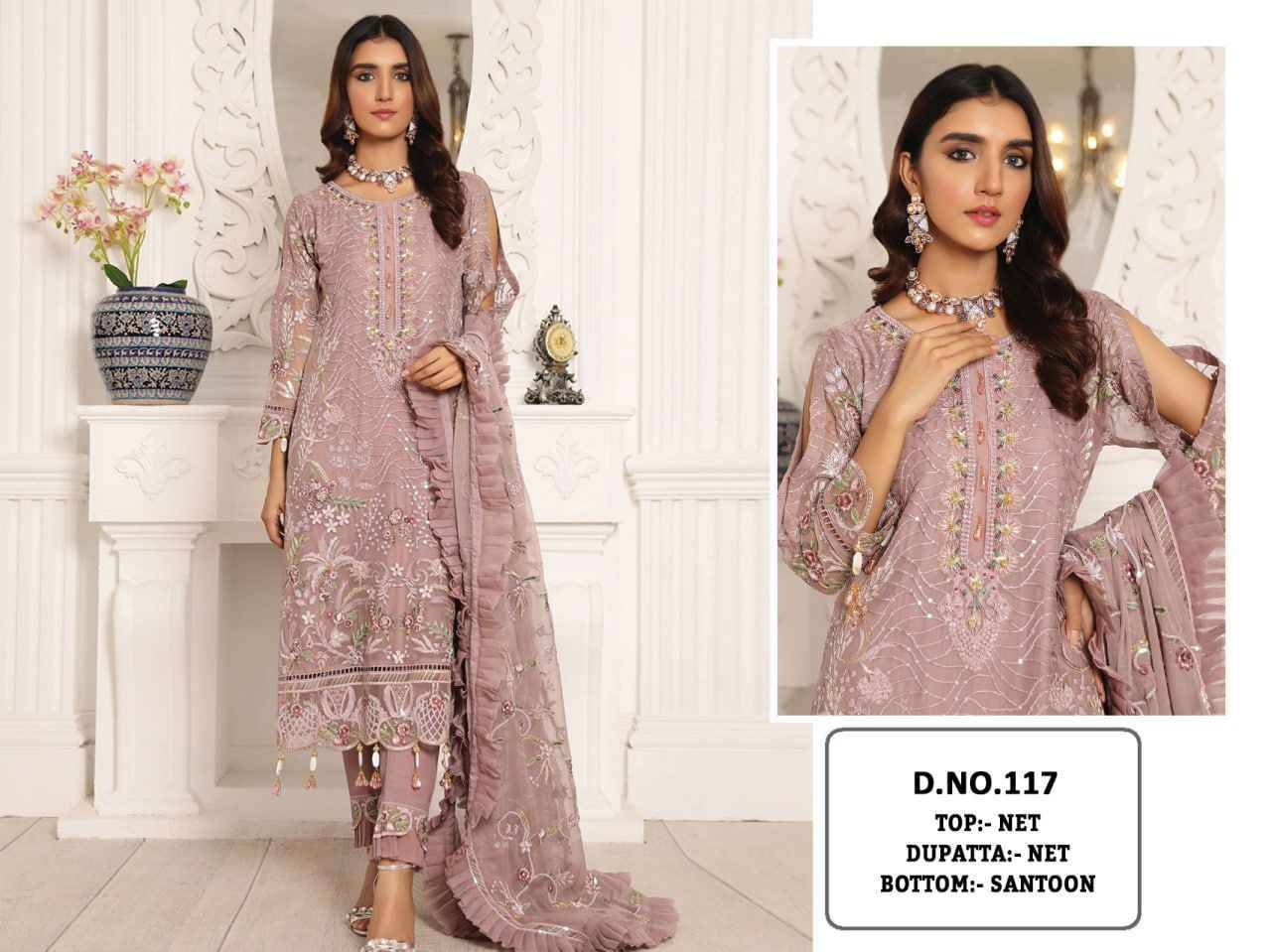 KF-117 Colours By Fashid Wholesale 117-A To 117-D Series Pakistani Suits Collection Beautiful Stylish Fancy Colorful Party Wear & Occasional Wear Heavy Net Embroidered Dresses At Wholesale Price