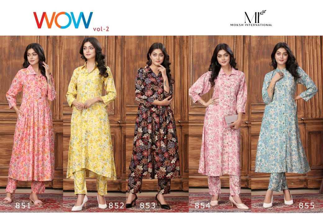 Wow Vol-2 By Moksh International 851 To 855 Series Designer Stylish Fancy Colorful Beautiful Party Wear & Ethnic Wear Collection Premium Rayon Co-Ord At Wholesale Price