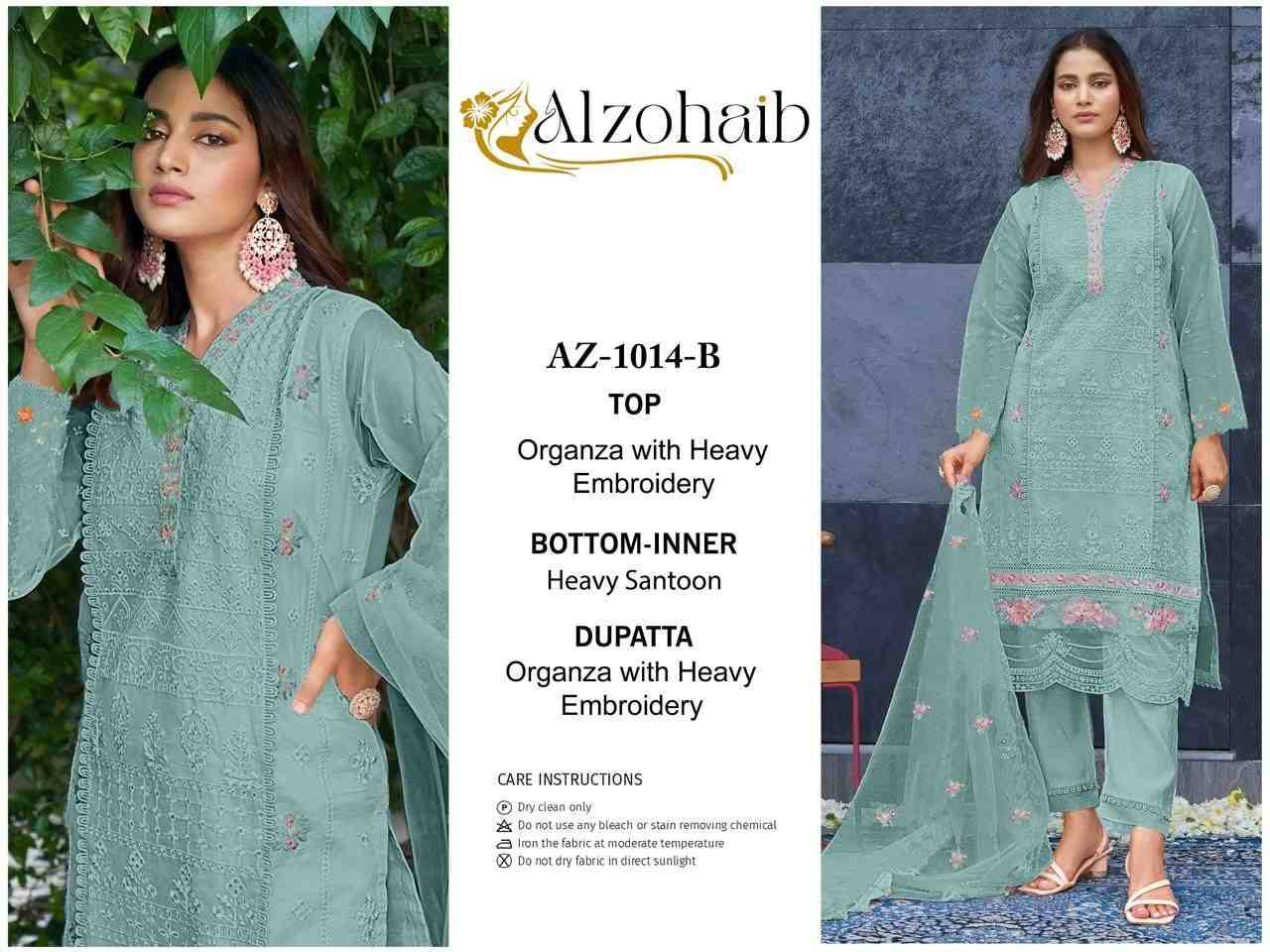 Alzohaib-1014 Colours By Alzohaib 1014-A To 1014-D Series Wholesale Designer Pakistani Suits Collection Beautiful Stylish Fancy Colorful Party Wear & Occasional Wear Organza Dresses At Wholesale Price