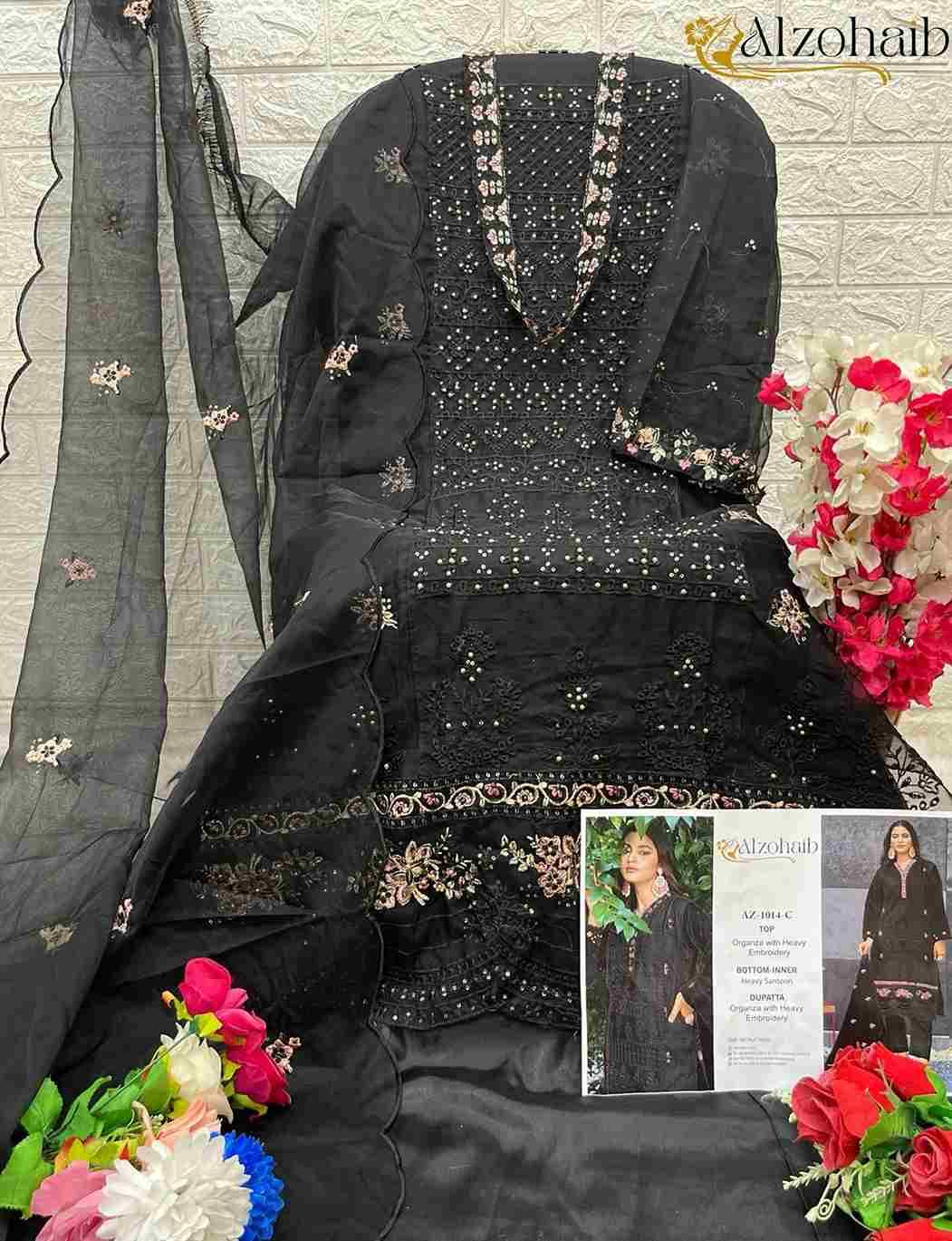 Alzohaib-1014 Colours By Alzohaib 1014-A To 1014-D Series Wholesale Designer Pakistani Suits Collection Beautiful Stylish Fancy Colorful Party Wear & Occasional Wear Organza Dresses At Wholesale Price