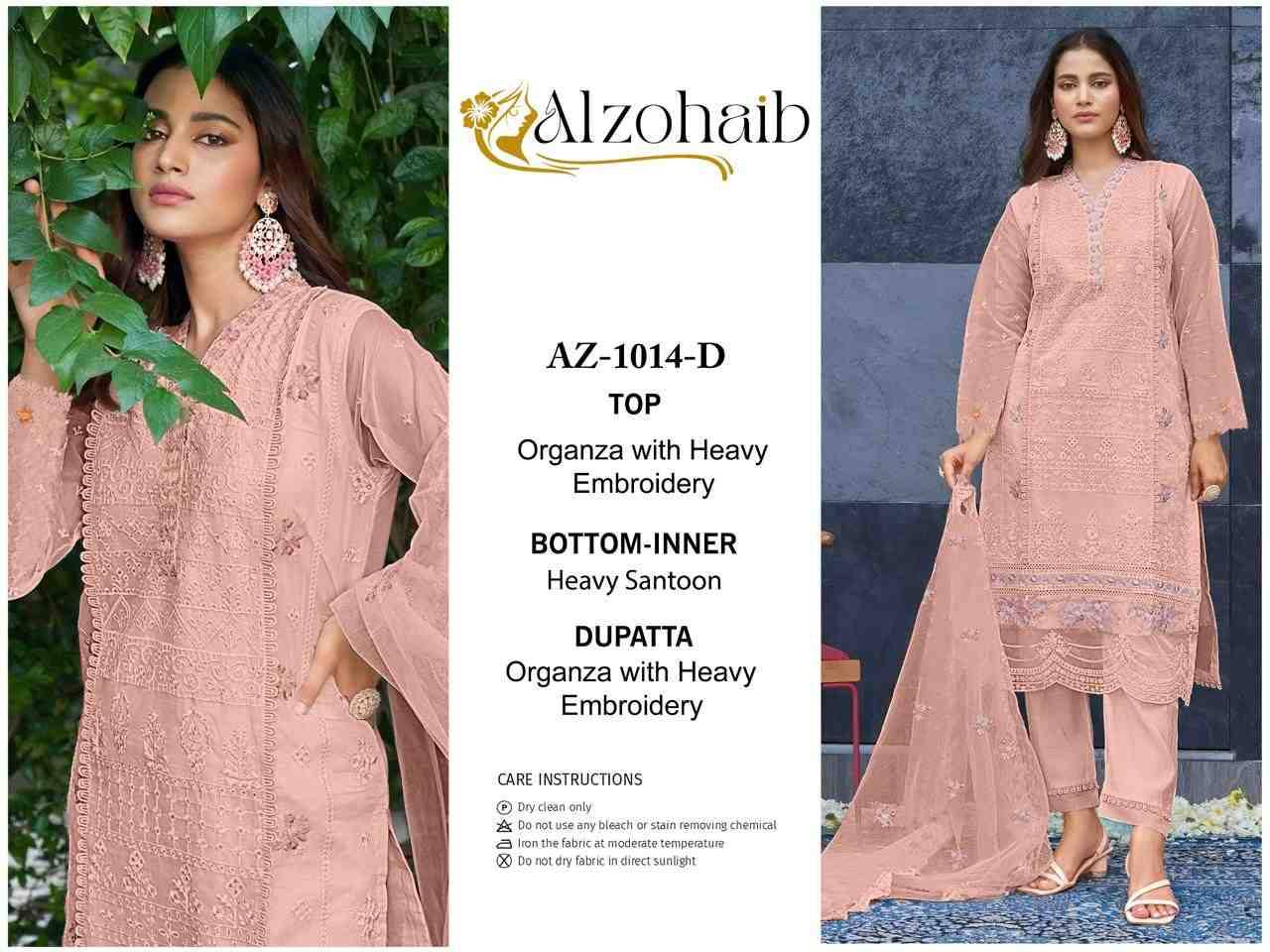 Alzohaib-1014 Colours By Alzohaib 1014-A To 1014-D Series Wholesale Designer Pakistani Suits Collection Beautiful Stylish Fancy Colorful Party Wear & Occasional Wear Organza Dresses At Wholesale Price