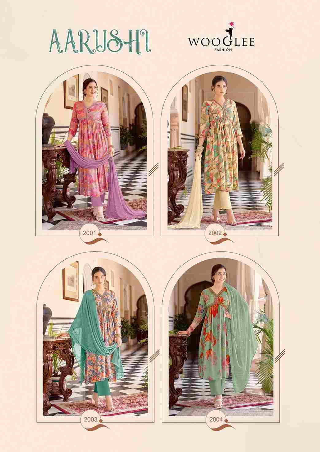 Aarushi By Wooglee 2001 To 2004 Series Designer Stylish Fancy Colorful Beautiful Party Wear & Ethnic Wear Collection Chinnon Dresses At Wholesale Price