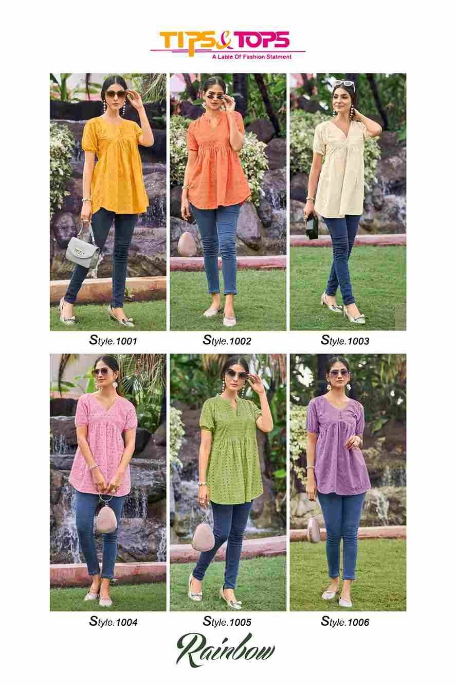 Rainbow By Tips And Tops 1001 To 1006 Series Designer Stylish Fancy Colorful Beautiful Party Wear & Ethnic Wear Collection Cotton Tops At Wholesale Price