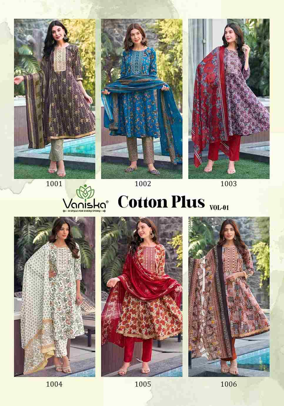 Cotton Plus Vol-1 By Vaniska 1001 To 1006 Series Designer Stylish Fancy Colorful Beautiful Party Wear & Ethnic Wear Collection Cambric Cotton Dresses At Wholesale Price