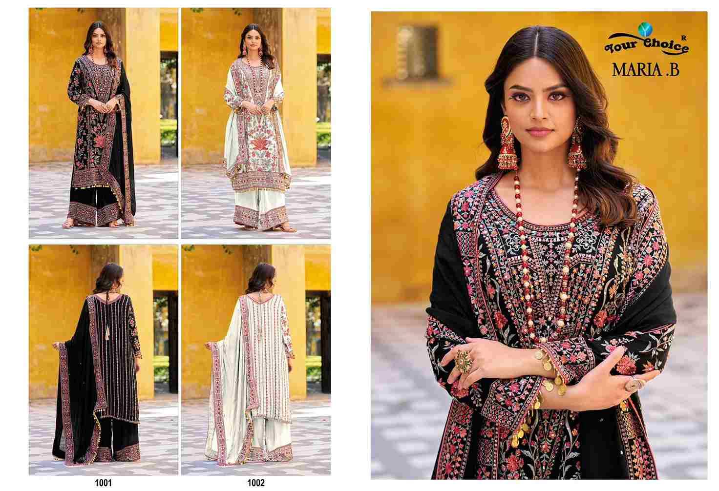 Maria.B By Your Choice 1001 To 1002 Series Sharara Suits Beautiful Fancy Colorful Stylish Party Wear & Occasional Wear Pure Chinnon Dresses At Wholesale Price