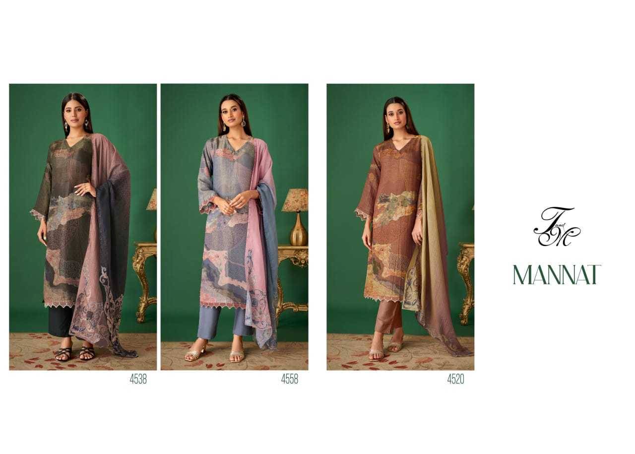 Mannat By T And M Designer Studio Beautiful Festive Suits Colorful Stylish Fancy Casual Wear & Ethnic Wear Simmer Tissue Print Dresses At Wholesale Price