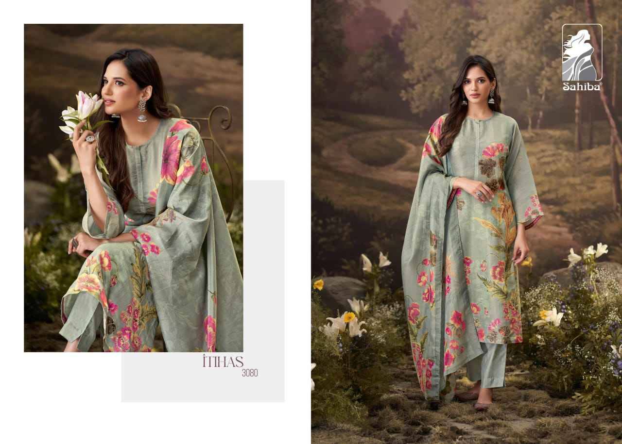 Itihas By Sahiba Fabrics Beautiful Festive Suits Colorful Stylish Fancy Casual Wear & Ethnic Wear Simmer Tissue Dresses At Wholesale Price