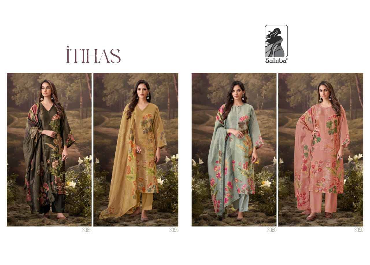 Itihas By Sahiba Fabrics Beautiful Festive Suits Colorful Stylish Fancy Casual Wear & Ethnic Wear Simmer Tissue Dresses At Wholesale Price