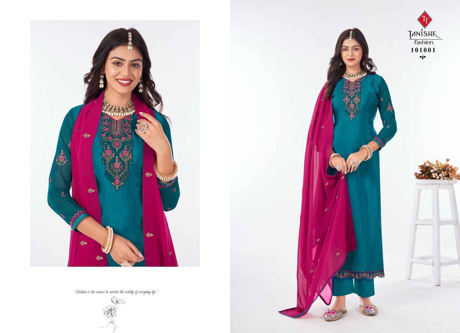 Royal Silk Vol-16 By Tanishk Fashion 101001 To 101004 Series Beautiful Suits Stylish Fancy Colorful Casual Wear & Ethnic Wear Collection Pure French Jacquard Embroidered Dresses At Wholesale Price