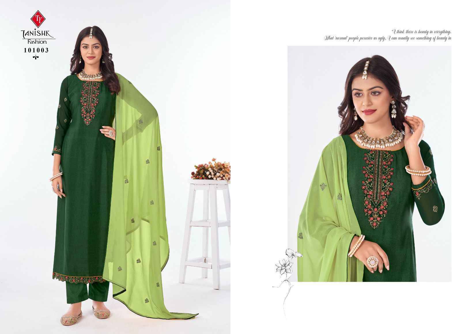 Royal Silk Vol-16 By Tanishk Fashion 101001 To 101004 Series Beautiful Suits Stylish Fancy Colorful Casual Wear & Ethnic Wear Collection Pure French Jacquard Embroidered Dresses At Wholesale Price