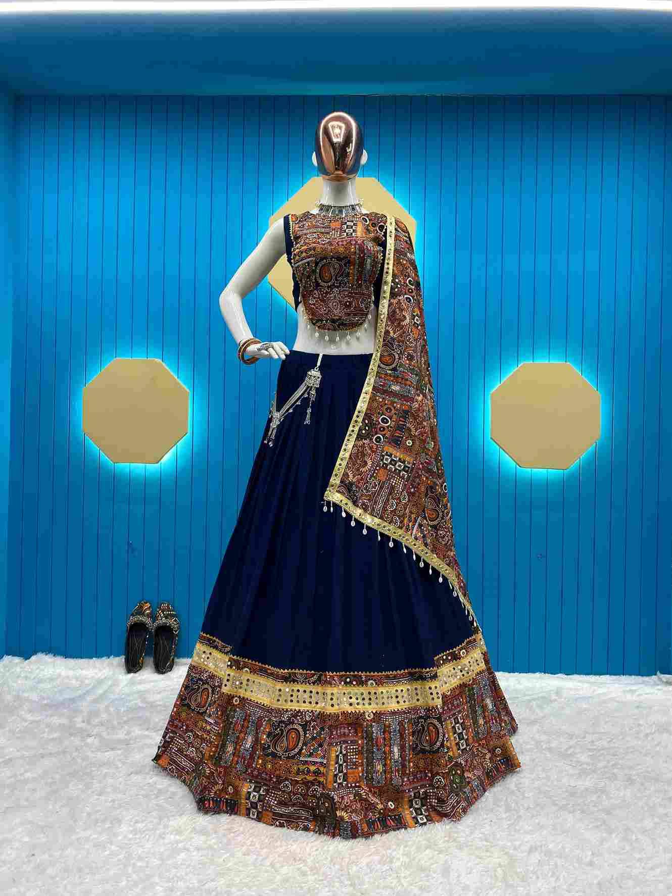 L-617 By Fashid Wholesale Navratri Wear Collection Beautiful Stylish Colorful Fancy Party Wear & Occasional Wear Pure Rayon Lehengas At Wholesale Price