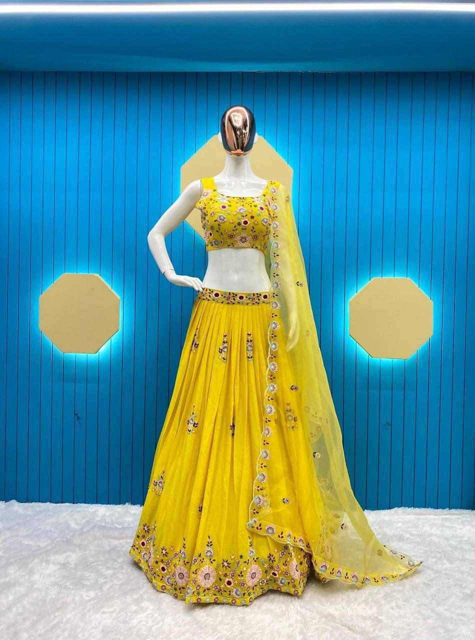 L-1855 By Fashid Wholesale 01 To 04 Series Indian Traditional Bridal Beautiful Stylish Designer Banarasi Silk Jacquard Embroidered Party Wear Chinnon Lehengas With Tube Choli At Wholesale Price