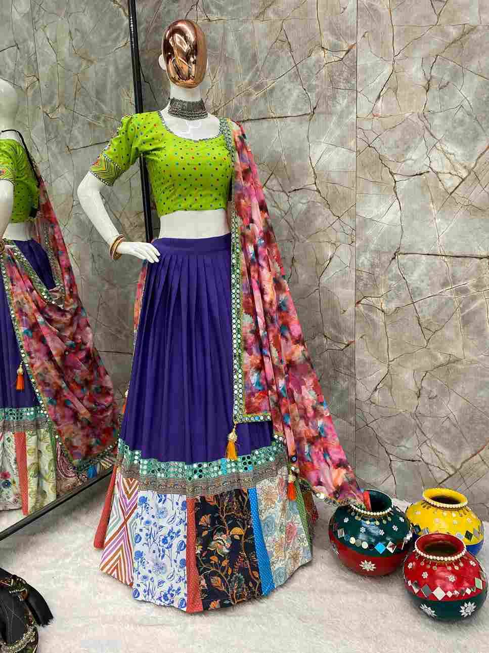 L-619 By Fashid Wholesale Navratri Wear Collection Beautiful Stylish Colorful Fancy Party Wear & Occasional Wear Pure Rayon Lehengas At Wholesale Price