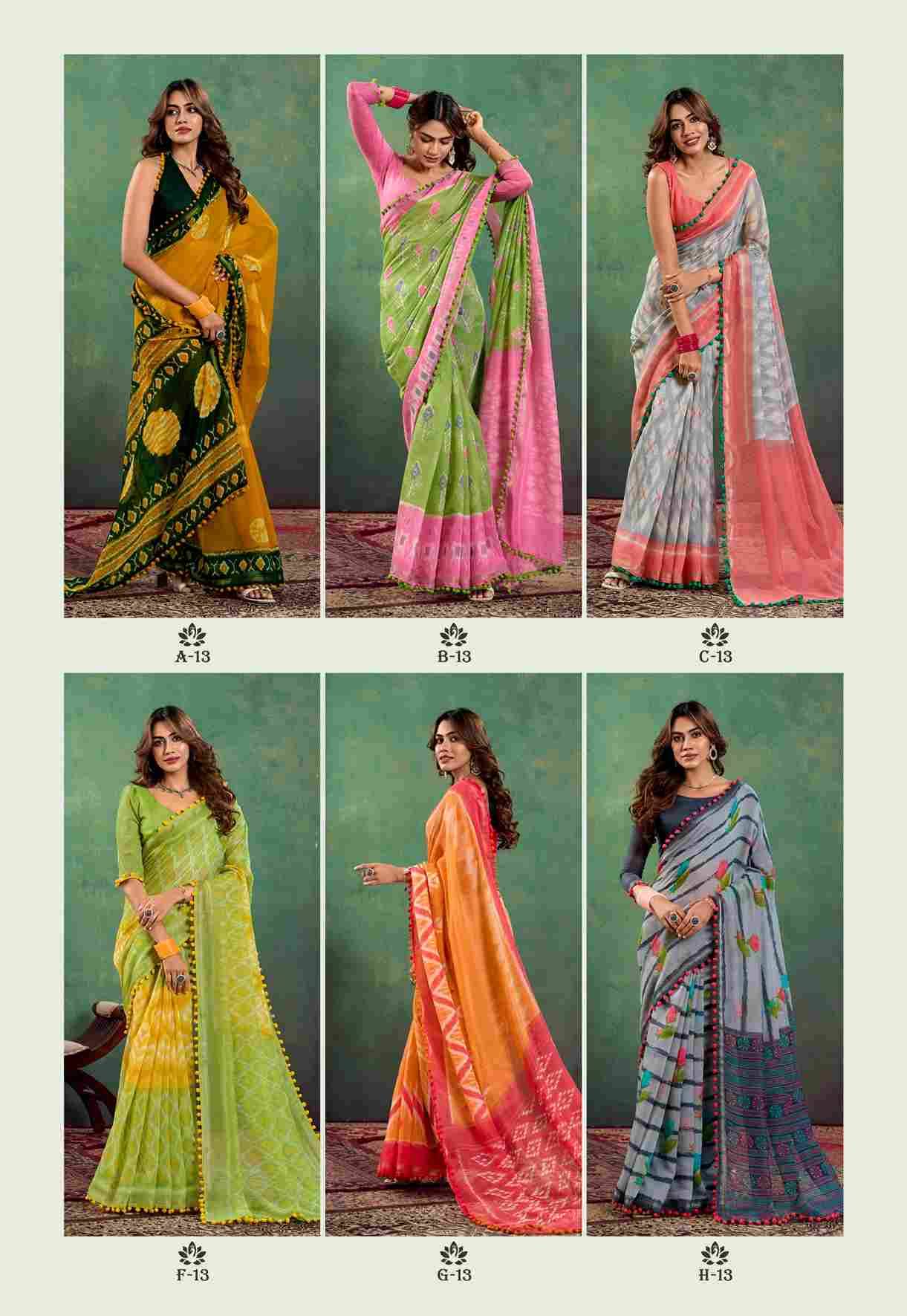 Pumpum Vol-13 By SR 13-A To 13-J Series Indian Traditional Wear Collection Beautiful Stylish Fancy Colorful Party Wear & Occasional Wear Mal Mal Cotton Sarees At Wholesale Price