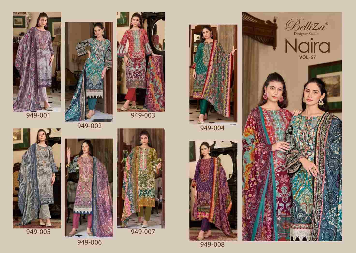 Naira Vol-67 By Belliza 949-001 To 949-008 Series Beautiful Festive Suits Stylish Fancy Colorful Casual Wear & Ethnic Wear Pure Cotton Print Dresses At Wholesale Price