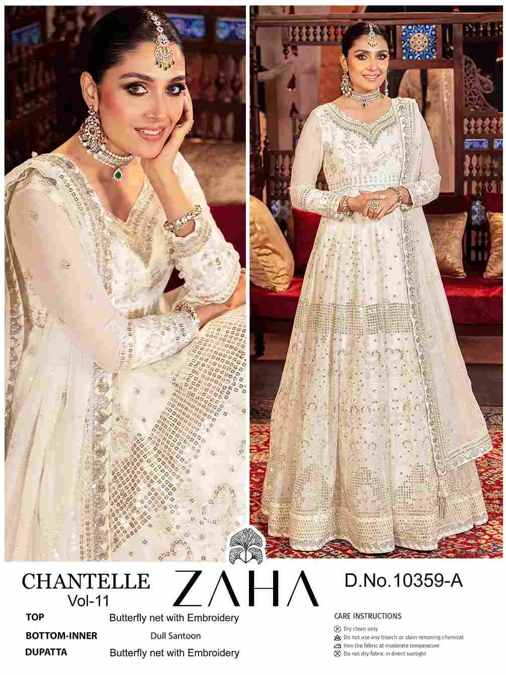 Chantelle Vol-11 By Zaha 10359- A To 10359-B Series Designer Pakistani Suits Beautiful Fancy Stylish Colorful Party Wear & Occasional Wear Net With Embroidery Dresses At Wholesale Price