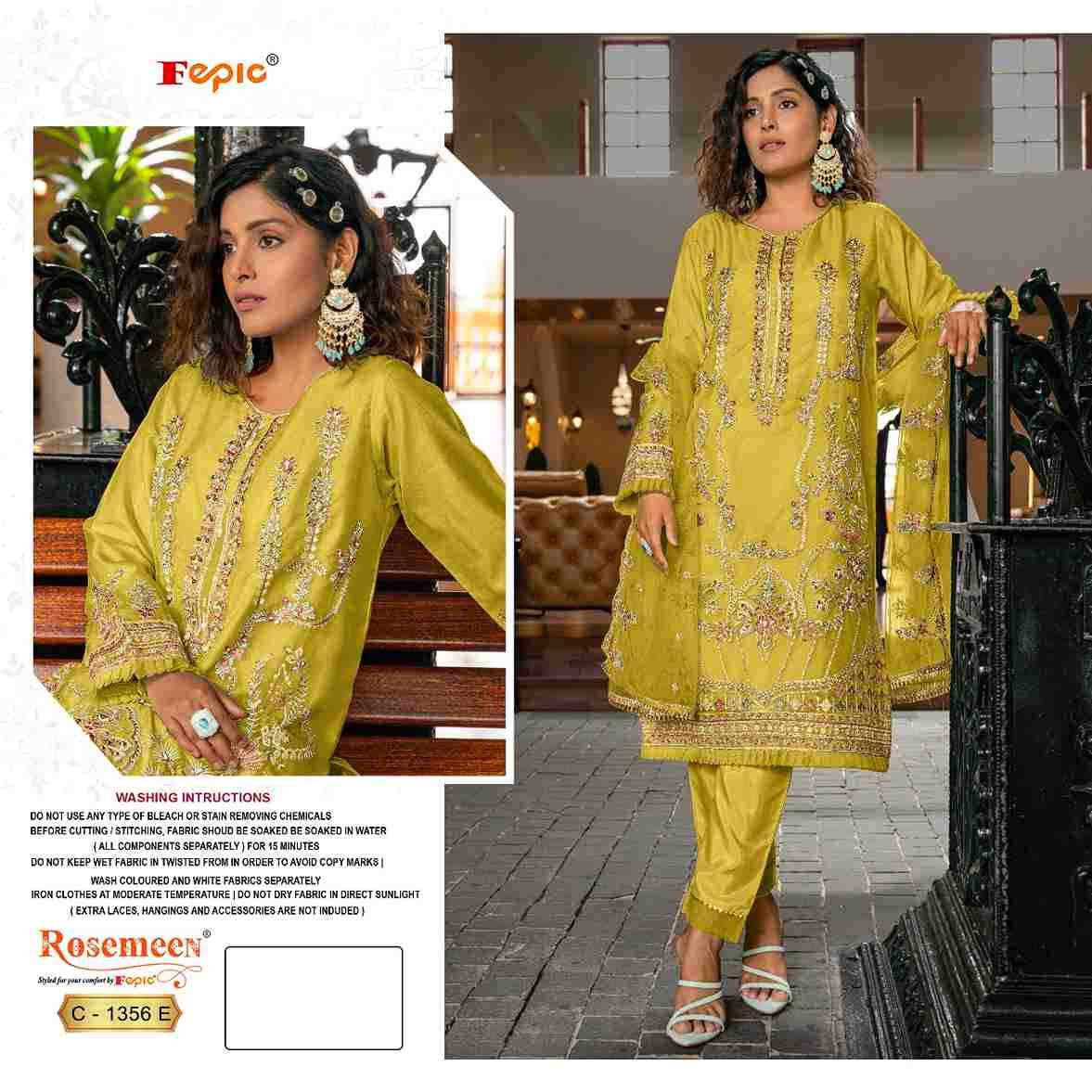 Fepic 1356 Colours By Fepic Beautiful Pakistani Suits Stylish Fancy Colorful Party Wear & Occasional Wear Organza Embroidered Dresses At Wholesale Price