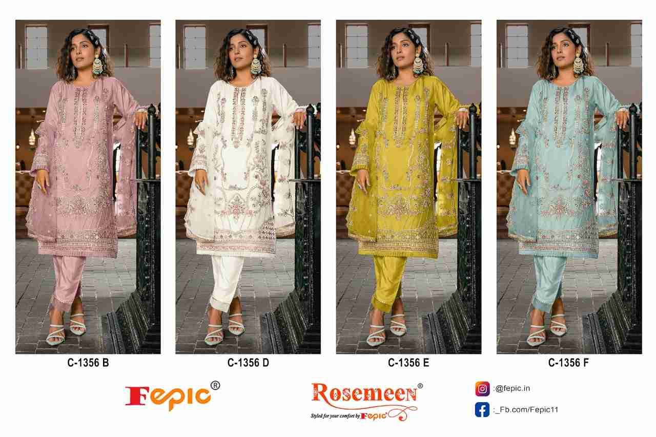 Fepic 1356 Colours By Fepic Beautiful Pakistani Suits Stylish Fancy Colorful Party Wear & Occasional Wear Organza Embroidered Dresses At Wholesale Price