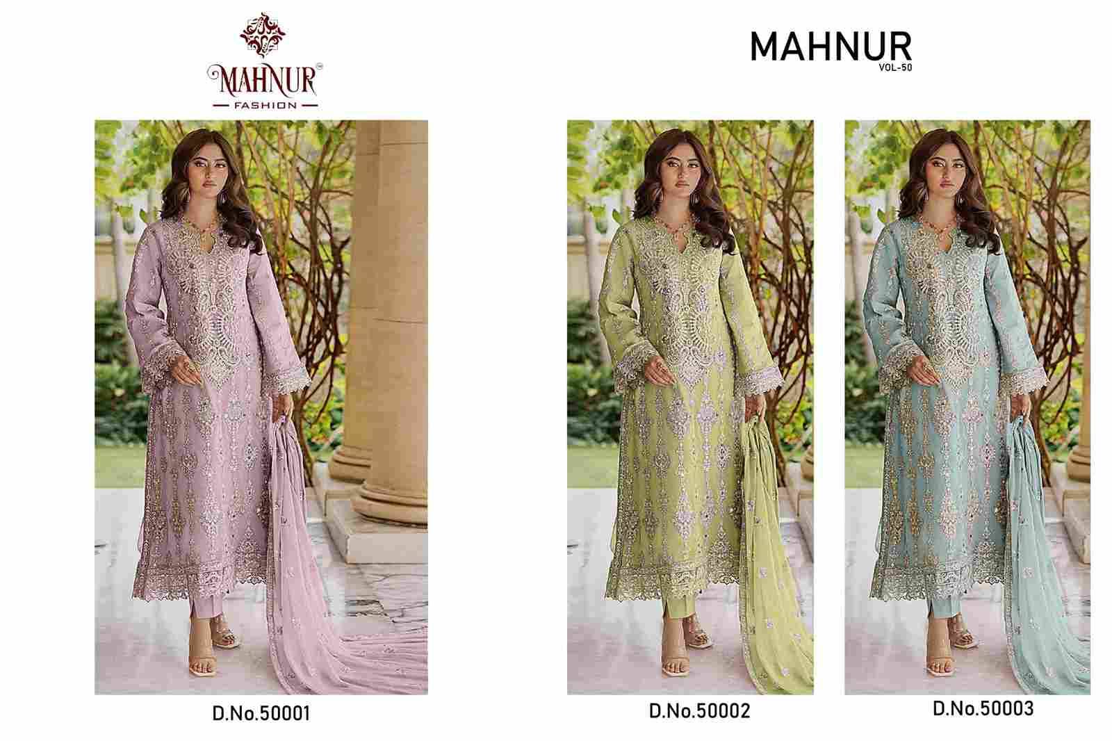 Mahnur Vol-50 By Mahnur Fashion 50001 To 50003 Series Beautiful Pakistani Suits Colorful Stylish Fancy Casual Wear & Ethnic Wear Georgette Dresses At Wholesale Price