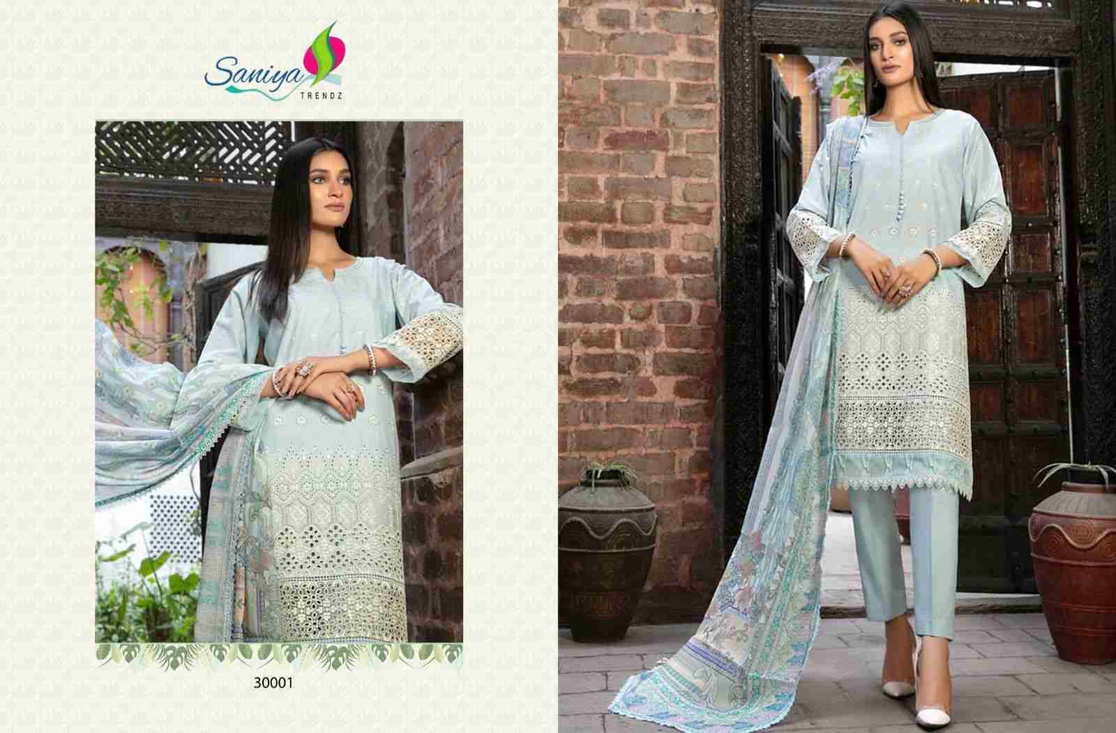 Maria.B. Chikankari Collection Vol-30 By Saniya Trendz 30001 To 30003 Series Beautiful Pakistani Suits Colorful Stylish Fancy Casual Wear & Ethnic Wear Cotton Embroidered Dresses At Wholesale Price