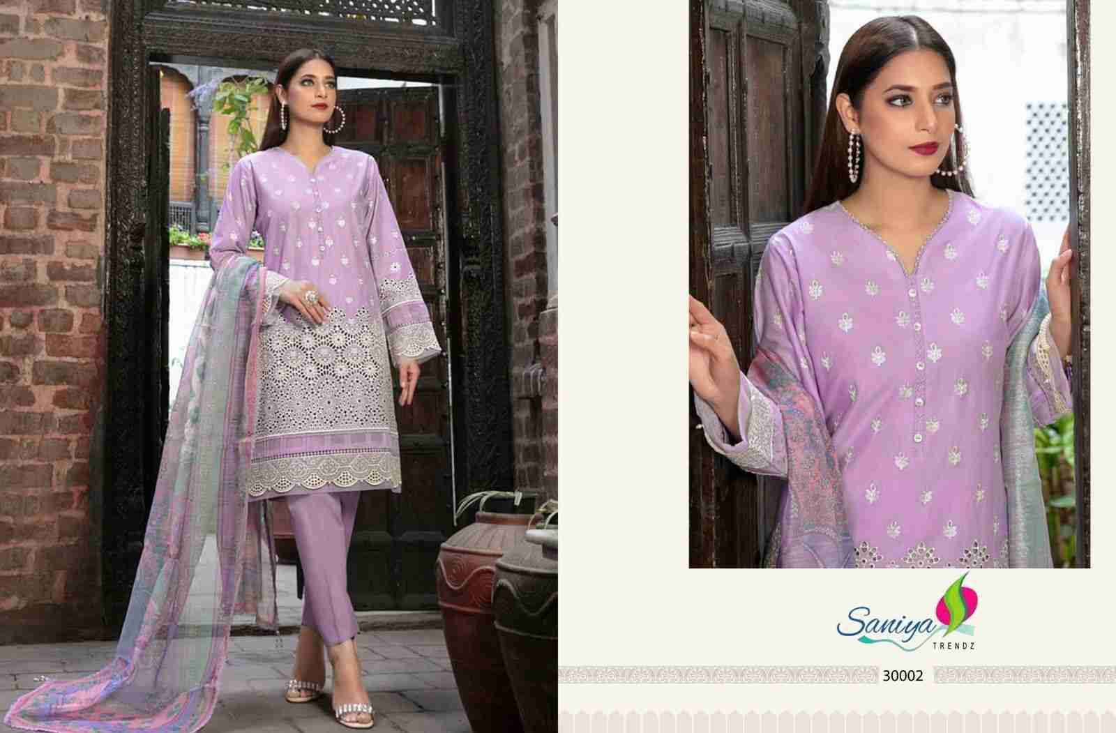 Maria.B. Chikankari Collection Vol-30 By Saniya Trendz 30001 To 30003 Series Beautiful Pakistani Suits Colorful Stylish Fancy Casual Wear & Ethnic Wear Cotton Embroidered Dresses At Wholesale Price