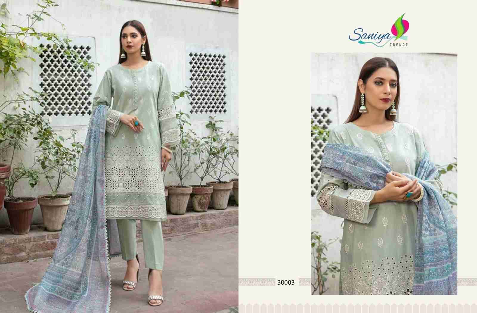 Maria.B. Chikankari Collection Vol-30 By Saniya Trendz 30001 To 30003 Series Beautiful Pakistani Suits Colorful Stylish Fancy Casual Wear & Ethnic Wear Cotton Embroidered Dresses At Wholesale Price