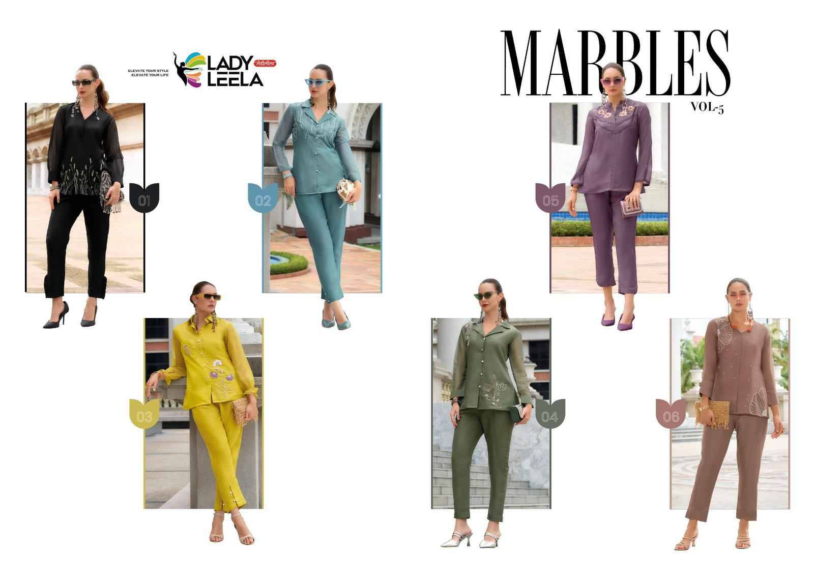 Marbles Vol-5 By Lady Leela 01 To 06 Series Designer Stylish Fancy Colorful Beautiful Party Wear & Ethnic Wear Collection Pure Viscose Organza Co-Ord At Wholesale Price