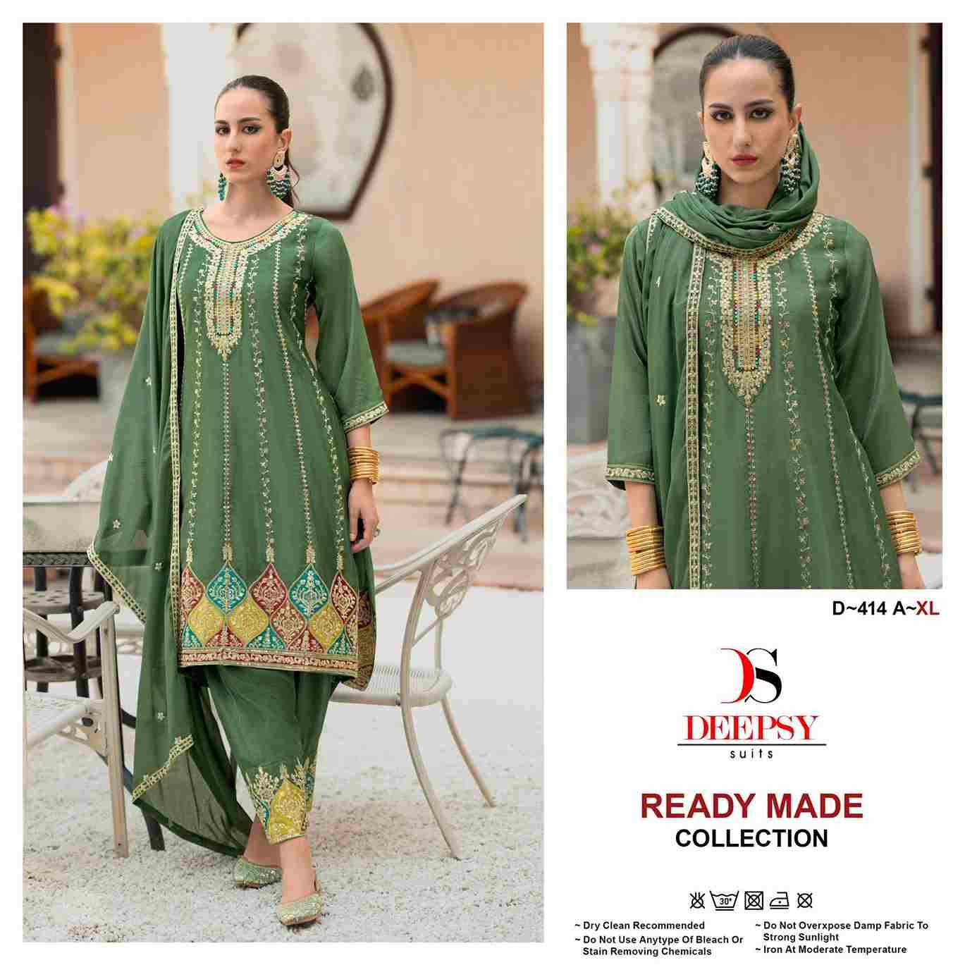 Deepsy Hit Design 414 By Deepsy Suits 414-A To 414-D Series Pakistani Suits Beautiful Fancy Colorful Stylish Party Wear & Occasional Wear Pure Chinnon Embroidered Dresses At Wholesale Price