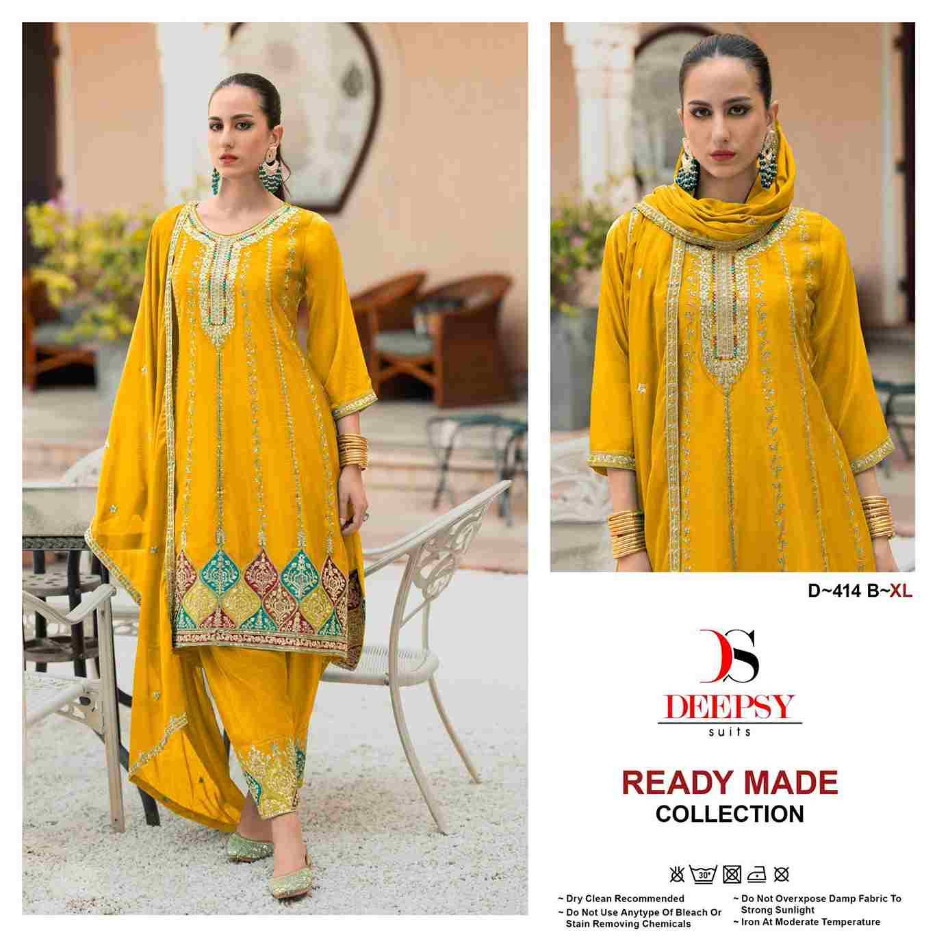 Deepsy Hit Design 414 By Deepsy Suits 414-A To 414-D Series Pakistani Suits Beautiful Fancy Colorful Stylish Party Wear & Occasional Wear Pure Chinnon Embroidered Dresses At Wholesale Price