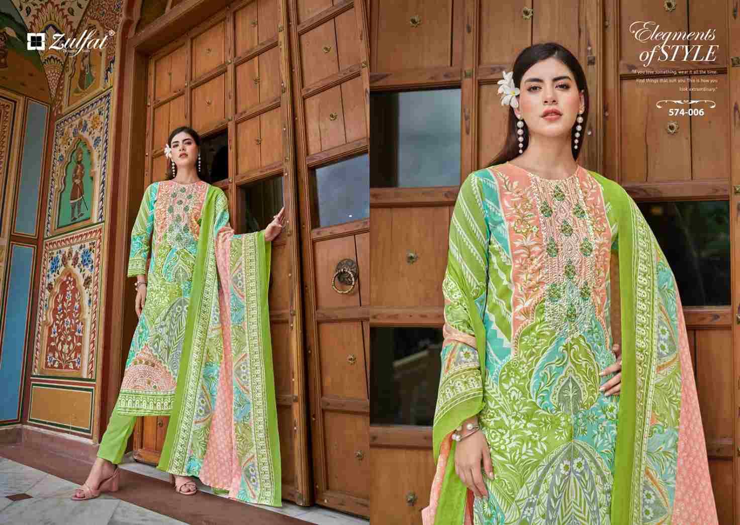 Shabad By Zulfat 574-001 To 574-008 Series Beautiful Festive Suits Stylish Fancy Colorful Casual Wear & Ethnic Wear Pure Cotton Print Dresses At Wholesale Price