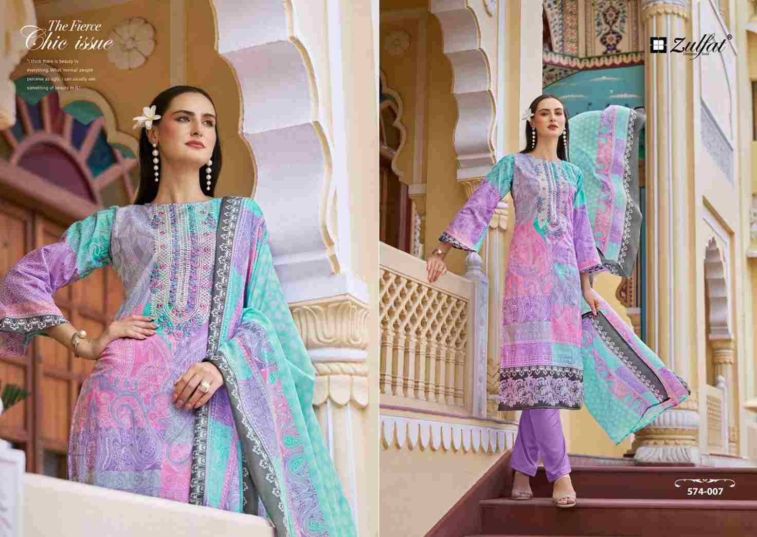 Shabad By Zulfat 574-001 To 574-008 Series Beautiful Festive Suits Stylish Fancy Colorful Casual Wear & Ethnic Wear Pure Cotton Print Dresses At Wholesale Price