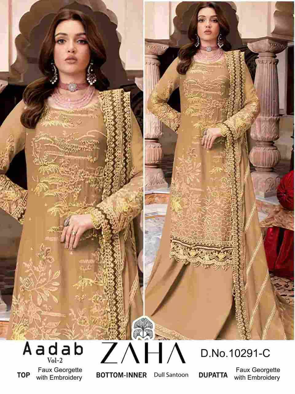 Aadab Vol-2 By Zaha 10291-A To 10291-D Series Designer Pakistani Suits Beautiful Stylish Fancy Colorful Party Wear & Occasional Wear Faux Georgette With Embroidery Dresses At Wholesale Price