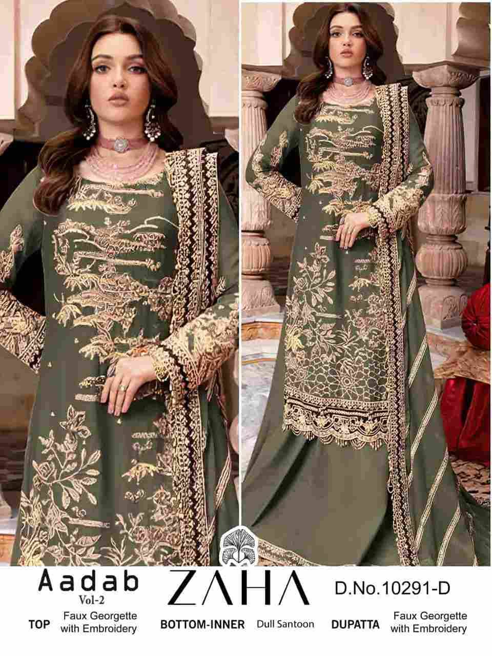 Aadab Vol-2 By Zaha 10291-A To 10291-D Series Designer Pakistani Suits Beautiful Stylish Fancy Colorful Party Wear & Occasional Wear Faux Georgette With Embroidery Dresses At Wholesale Price