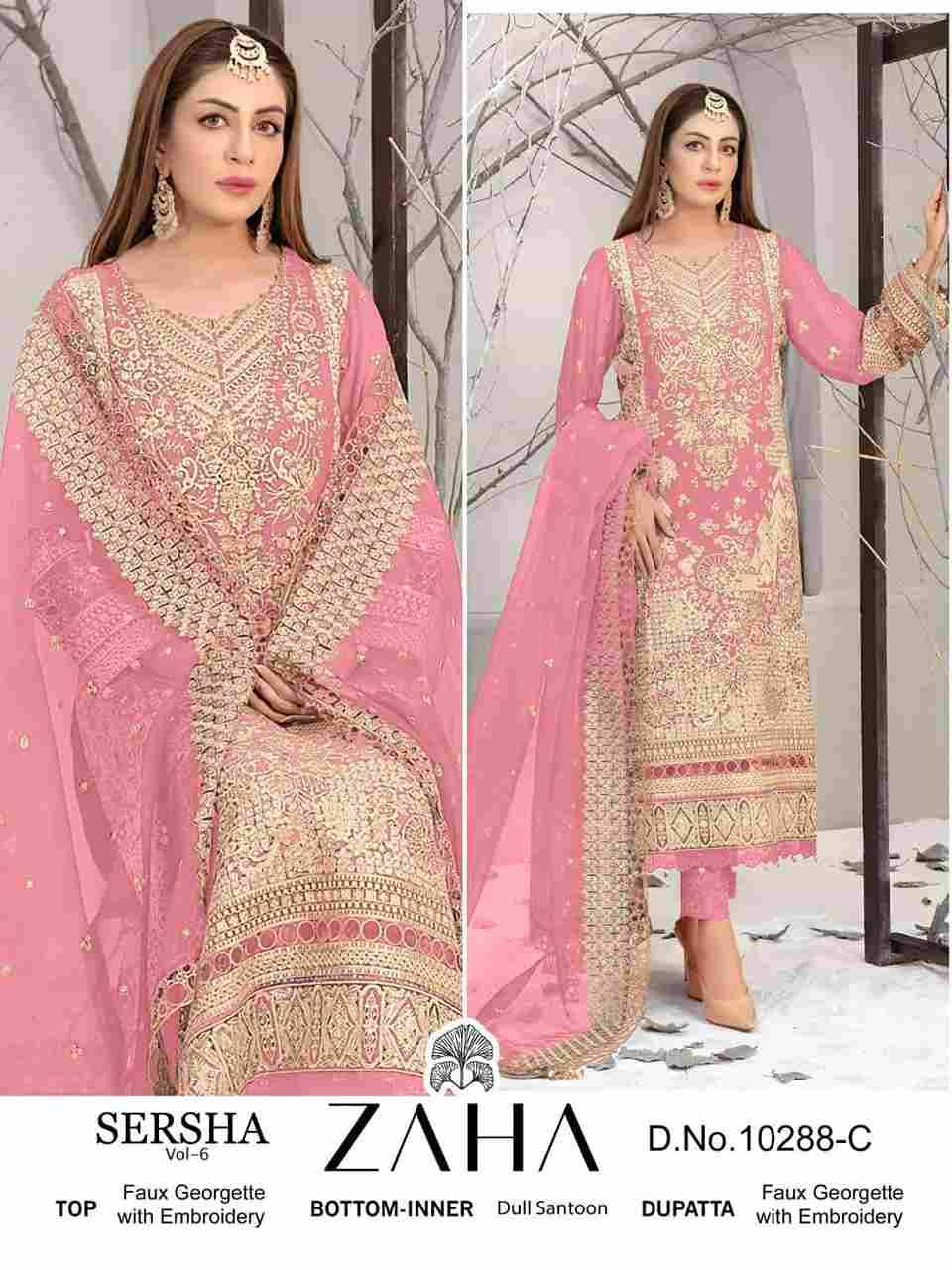 Sersha Vol-6 By Zaha 10288-A To 10288-C Series Beautiful Pakistani Suits Stylish Fancy Colorful Party Wear & Occasional Wear Faux Georgette Embroidered Dresses At Wholesale Price