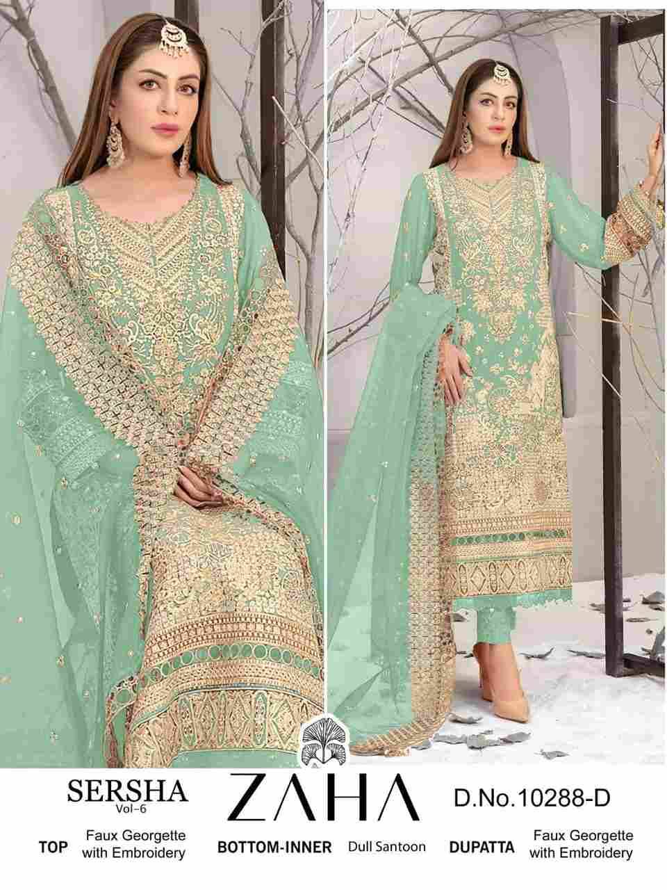 Sersha Vol-6 By Zaha 10288-A To 10288-C Series Beautiful Pakistani Suits Stylish Fancy Colorful Party Wear & Occasional Wear Faux Georgette Embroidered Dresses At Wholesale Price