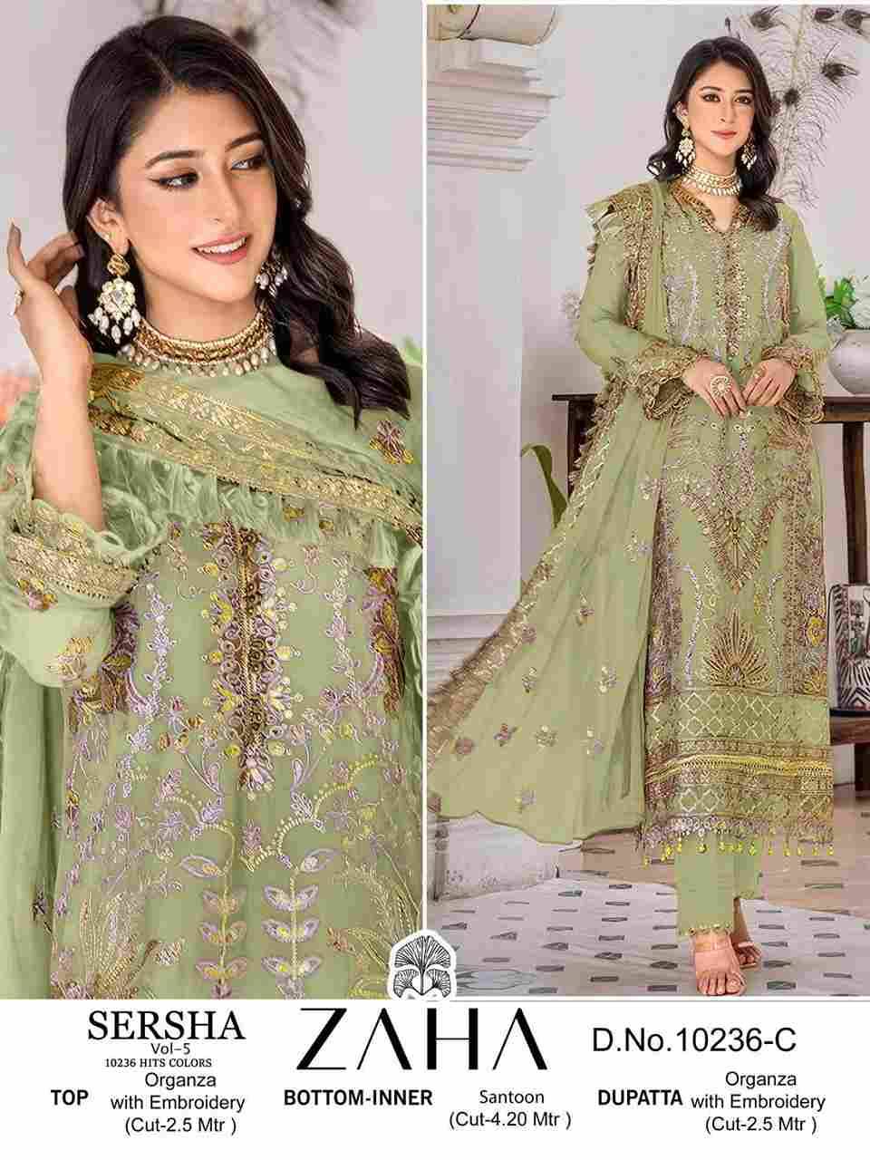 Sersha Vol-5 By Zaha 10236-A To 10236-D Series Beautiful Pakistani Suits Stylish Fancy Colorful Party Wear & Occasional Wear Organza Embroidered Dresses At Wholesale Price