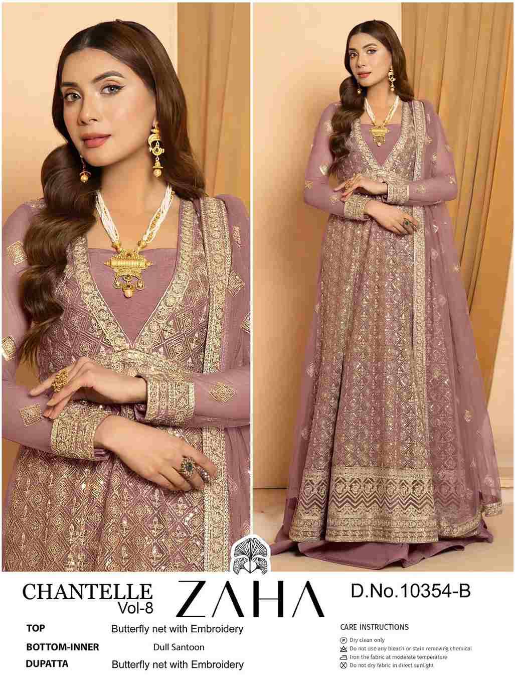 Chantelle Vol-8 By Zaha 10354-A To 10354-B Series Designer Pakistani Suits Beautiful Fancy Stylish Colorful Party Wear & Occasional Wear Net With Embroidery Dresses At Wholesale Price