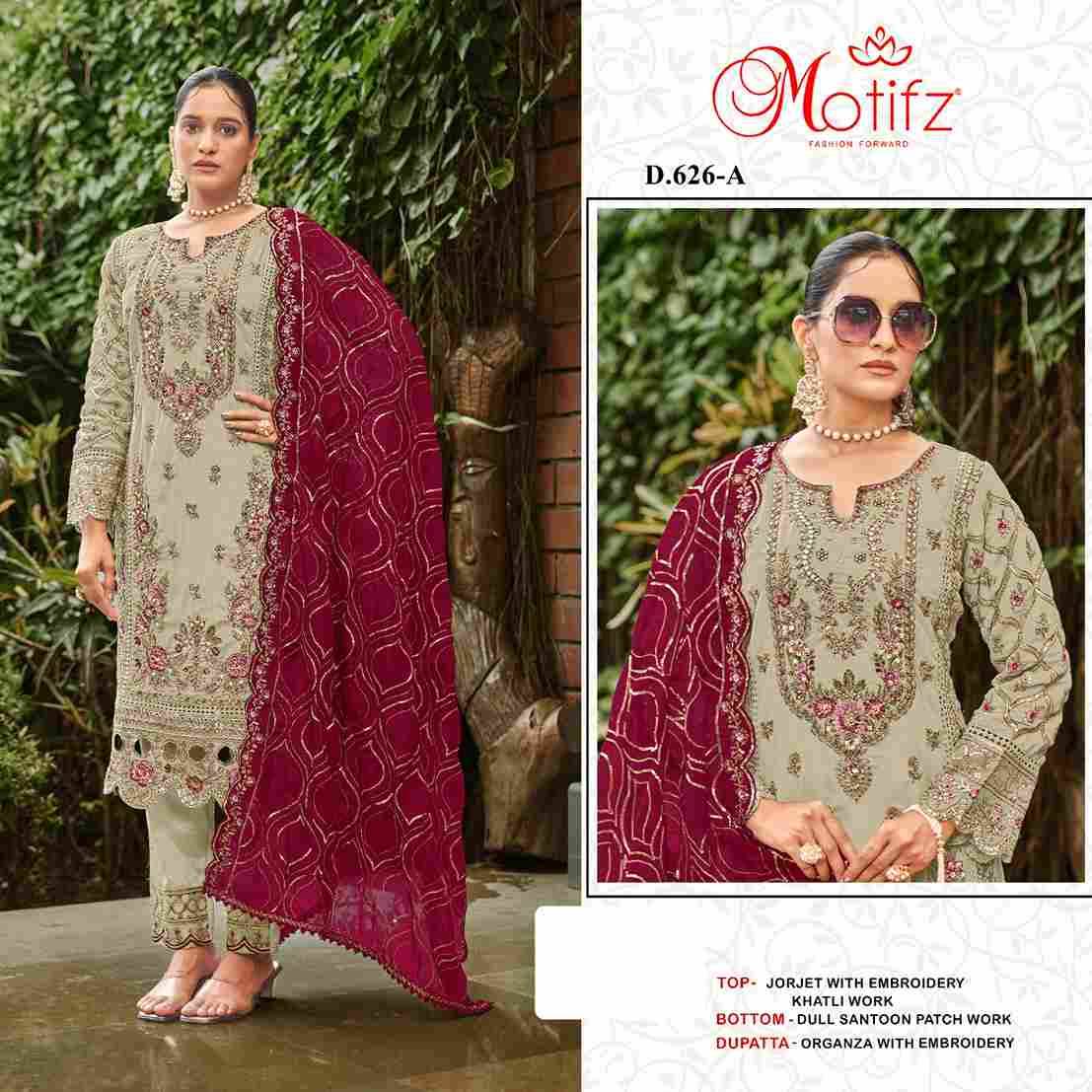 Motifz Hit Design 626 Colours By Motifz 626-A To 626-D Series Beautiful Pakistani Suits Colorful Stylish Fancy Casual Wear & Ethnic Wear Georgette Dresses At Wholesale Price