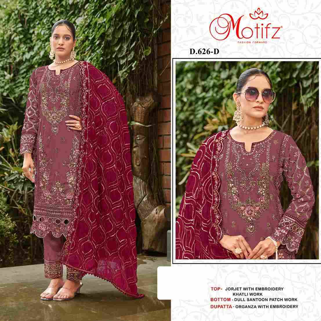 Motifz Hit Design 626 Colours By Motifz 626-A To 626-D Series Beautiful Pakistani Suits Colorful Stylish Fancy Casual Wear & Ethnic Wear Georgette Dresses At Wholesale Price