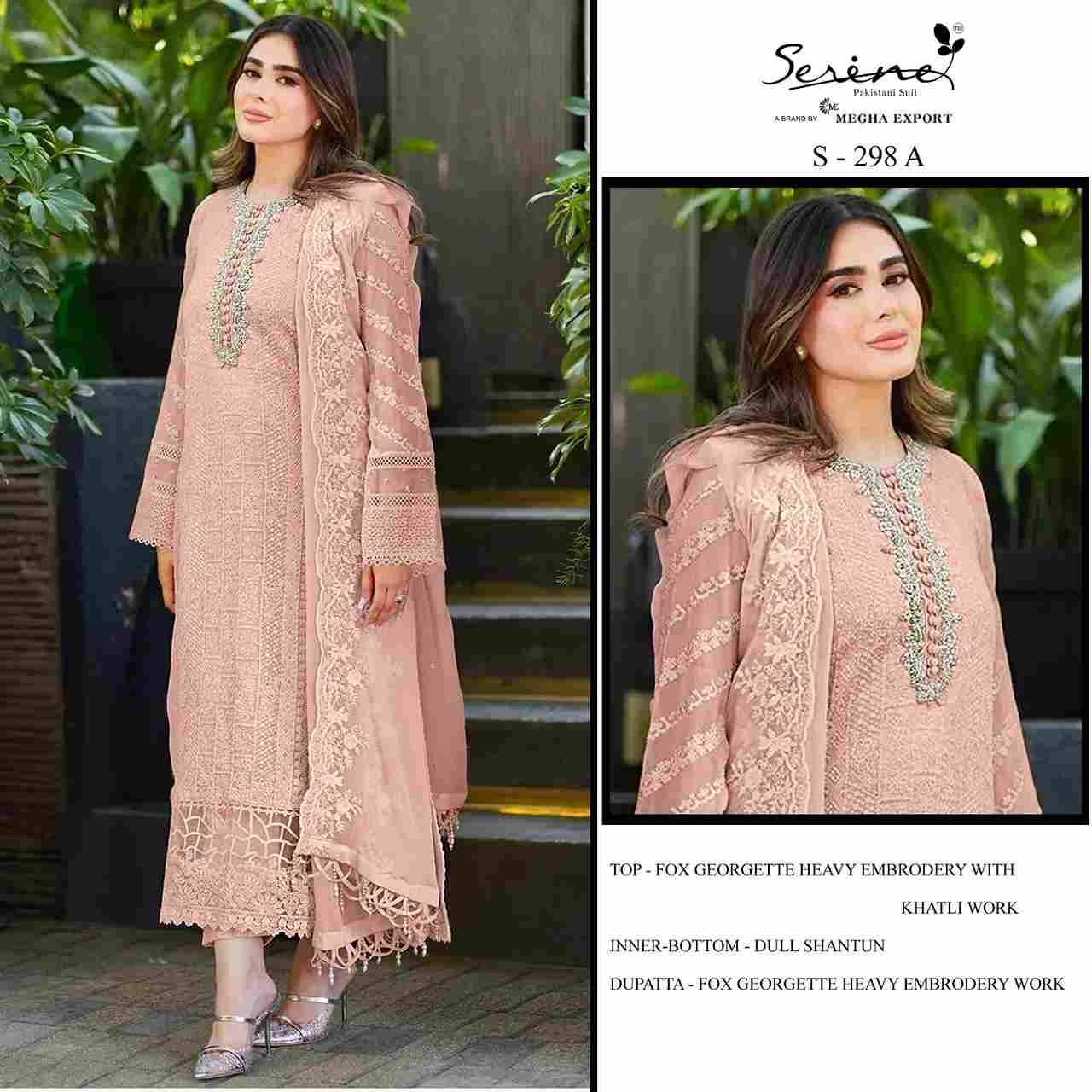 Serene Hit Design S-298 Colours By Serene S-298-A To S-298-D Series Designer Pakistani Suits Beautiful Fancy Colorful Stylish Party Wear & Occasional Wear Faux Georgette Embroidered Dresses At Wholesale Price