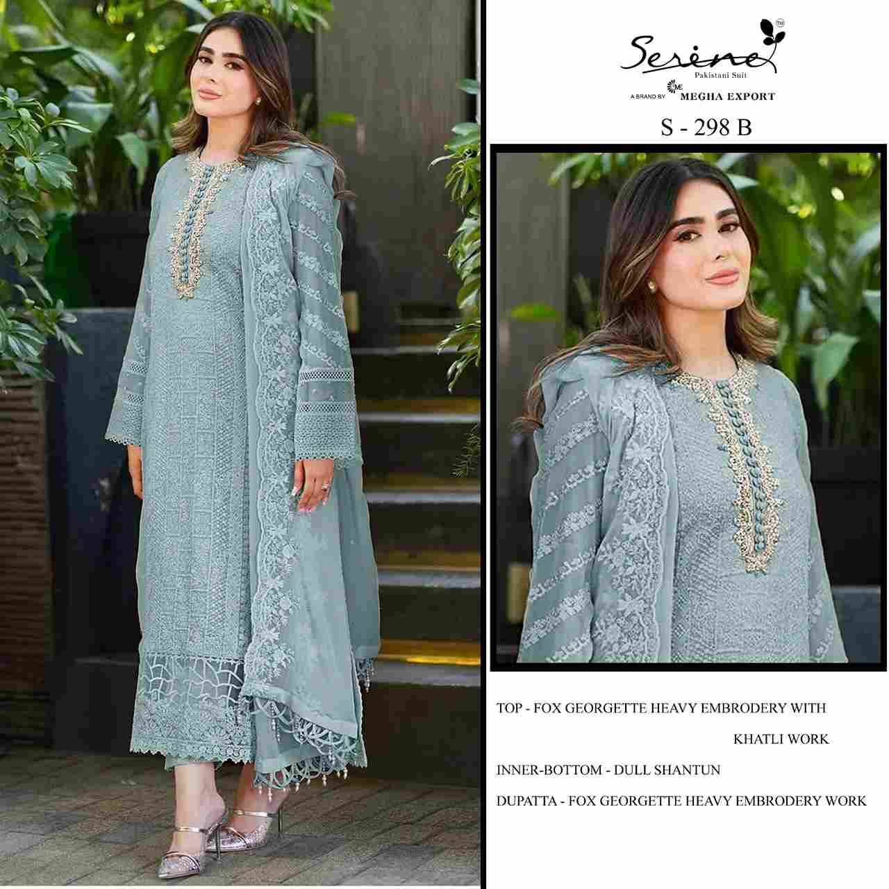 Serene Hit Design S-298 Colours By Serene S-298-A To S-298-D Series Designer Pakistani Suits Beautiful Fancy Colorful Stylish Party Wear & Occasional Wear Faux Georgette Embroidered Dresses At Wholesale Price