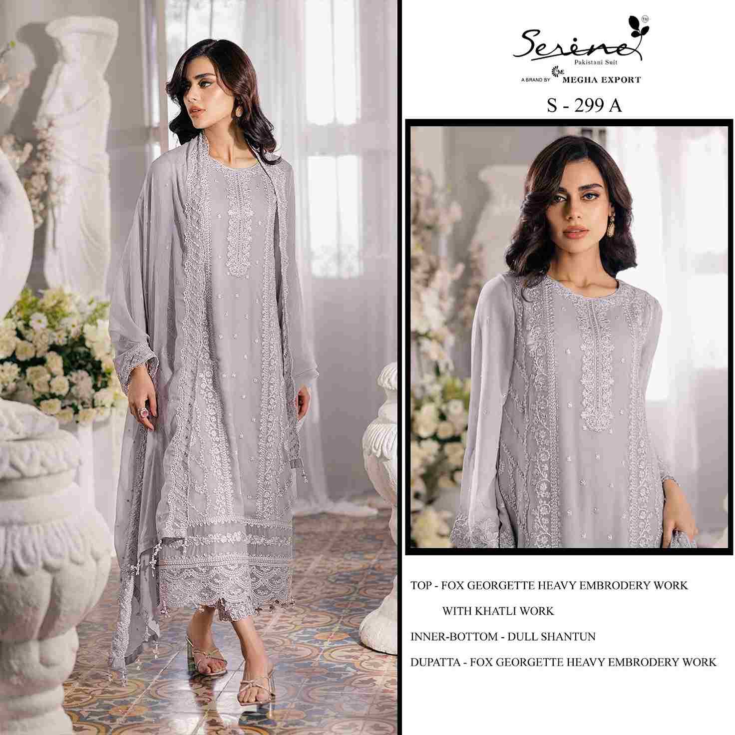 Serene Hit Design S-299 Colours By Serene S-299-A To S-299-D Series Designer Pakistani Suits Beautiful Fancy Colorful Stylish Party Wear & Occasional Wear Faux Georgette Embroidered Dresses At Wholesale Price