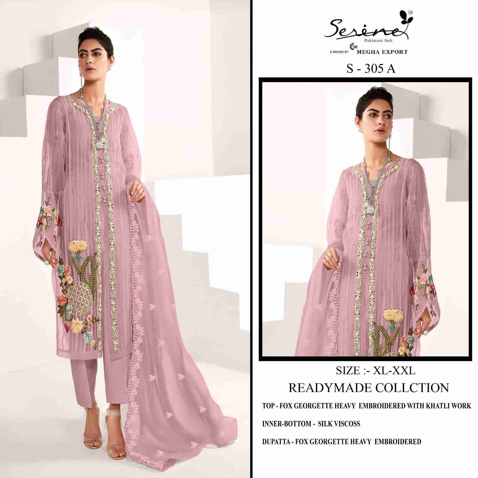 Serene Hit Design S-305 Colours By Serene S-305-A To S-305-D Series Designer Pakistani Suits Beautiful Fancy Colorful Stylish Party Wear & Occasional Wear Faux Georgette Embroidered Dresses At Wholesale Price