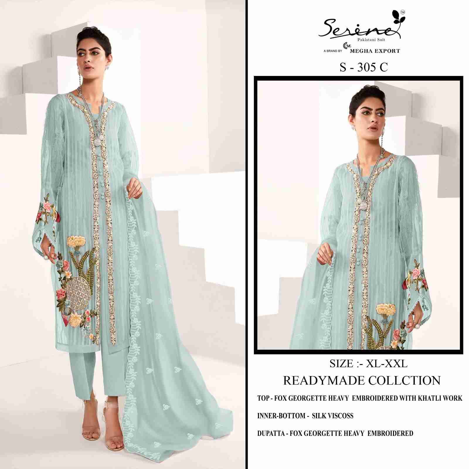 Serene Hit Design S-305 Colours By Serene S-305-A To S-305-D Series Designer Pakistani Suits Beautiful Fancy Colorful Stylish Party Wear & Occasional Wear Faux Georgette Embroidered Dresses At Wholesale Price