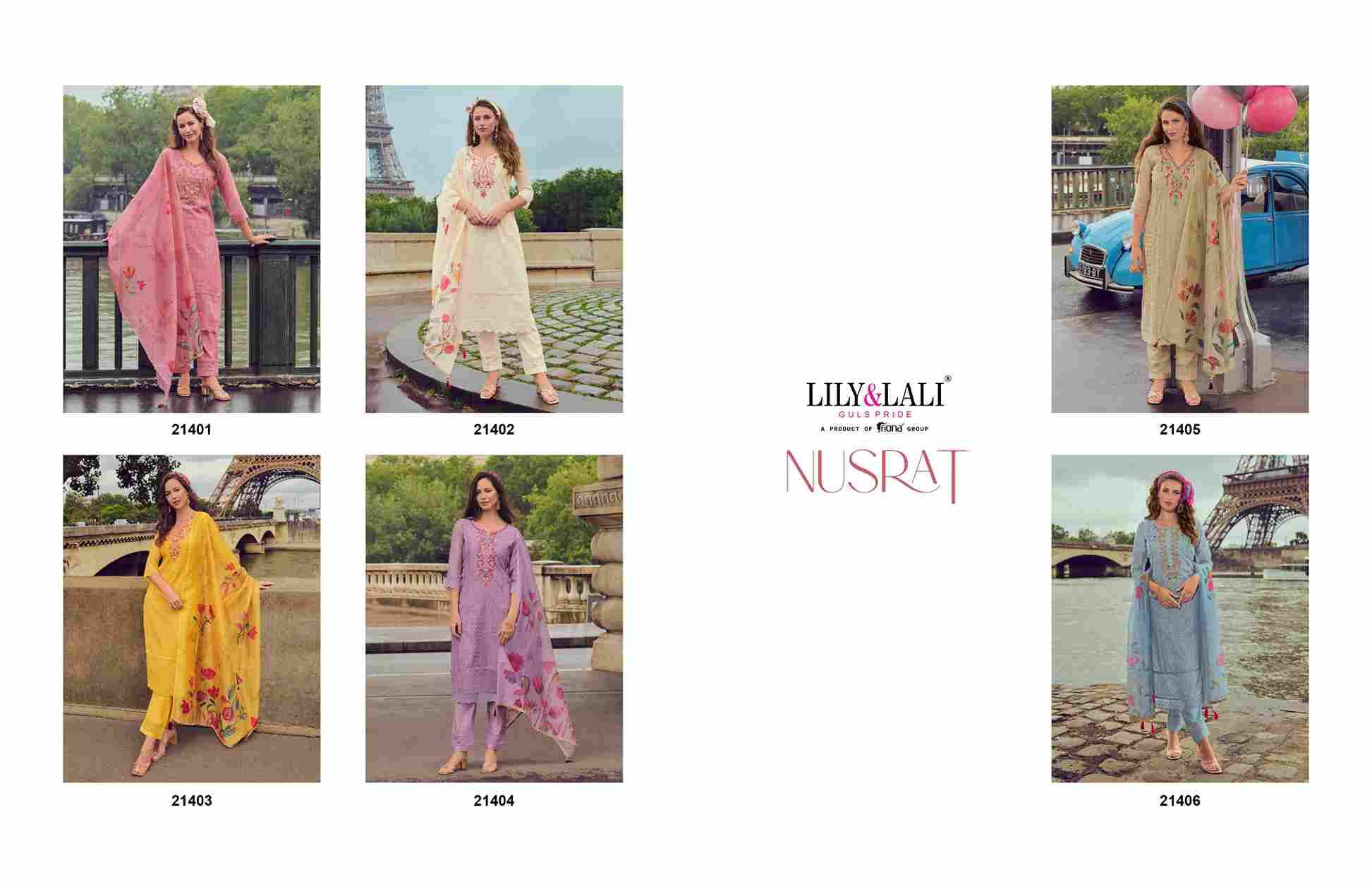 Nusrat By Lily And Lali 21401 To 21406 Series Beautiful Festive Suits Colorful Stylish Fancy Casual Wear & Ethnic Wear Chanderi Embroidered Dresses At Wholesale Price