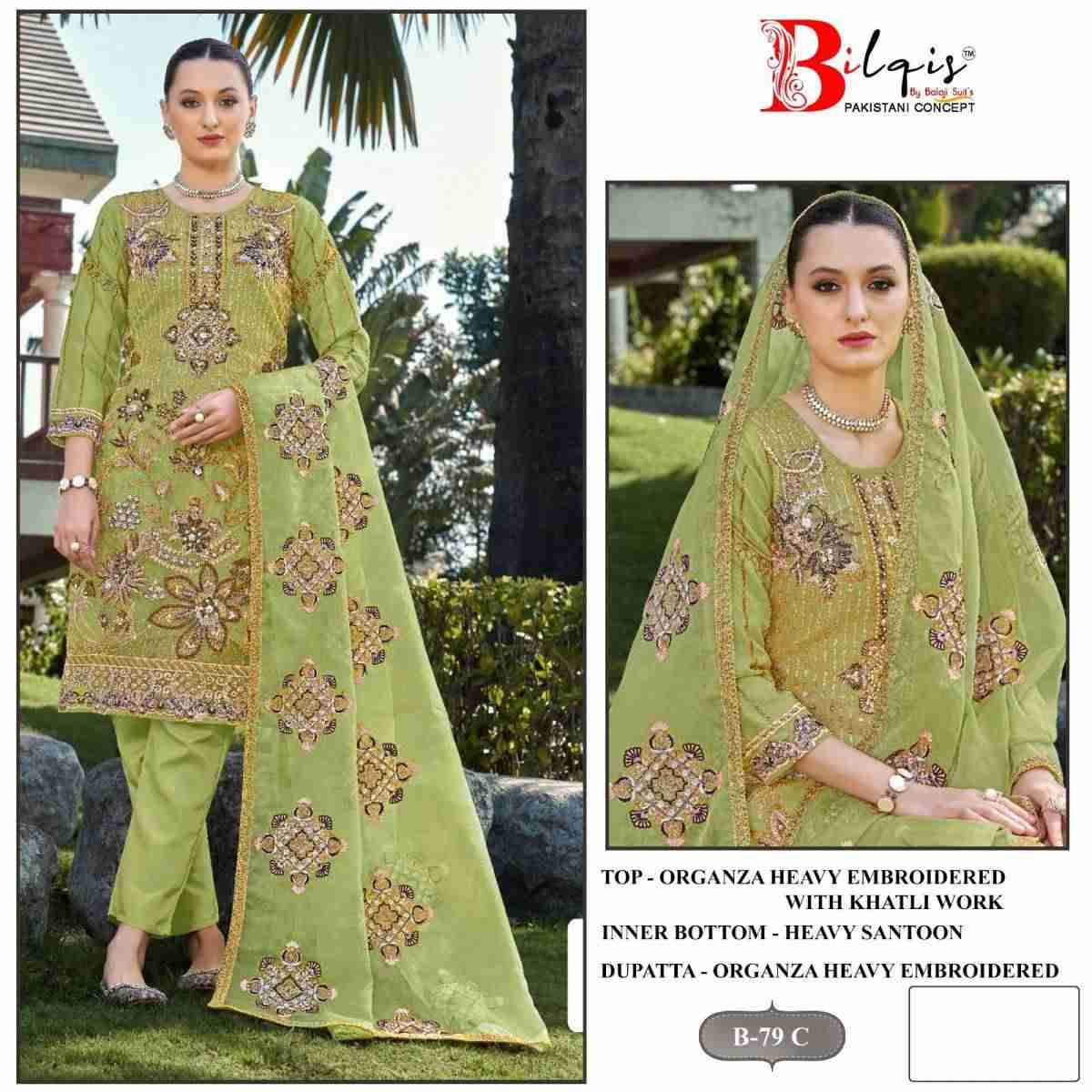 Bilqis 79 Colours By Bilqis 79-A To 79-D Series Beautiful Pakistani Suits Stylish Fancy Colorful Party Wear & Occasional Wear Organza Embroidery Dresses At Wholesale Price