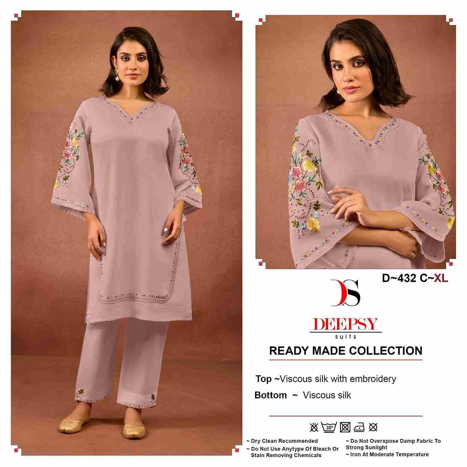 Deepsy Hit Design 432 Colours By Deepsy Suits 432-A To 432-D Series Designer Pakistani Suits Collection Beautiful Stylish Fancy Colorful Party Wear & Occasional Wear Viscose Silk Kurtis With Bottom At Wholesale Price