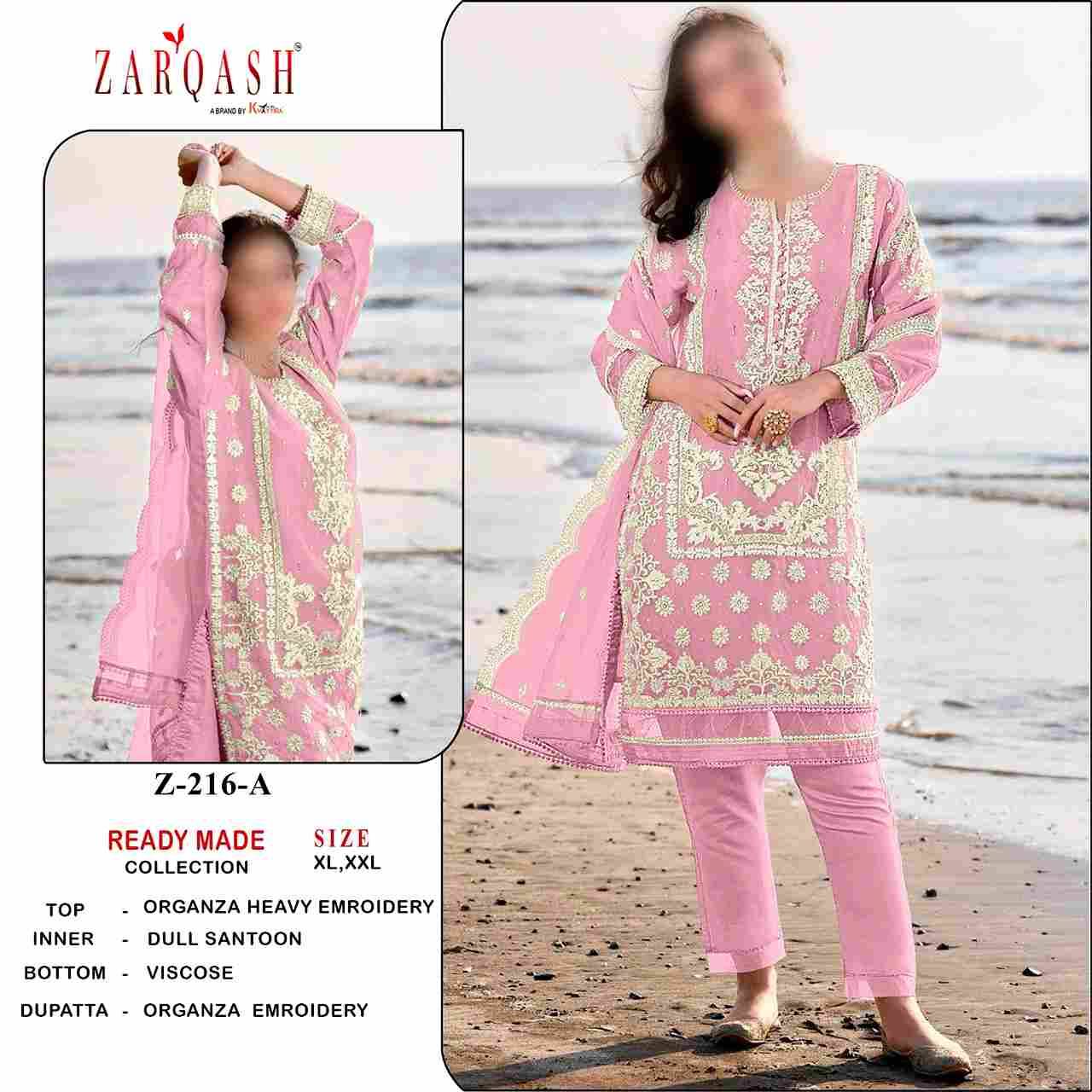 Zarqash Hit Design Z-216 Colours By Zarqash Z-216-A To Z-216-C Series Beautiful Pakistani Suits Colorful Stylish Fancy Casual Wear & Ethnic Wear Organza Dresses At Wholesale Price