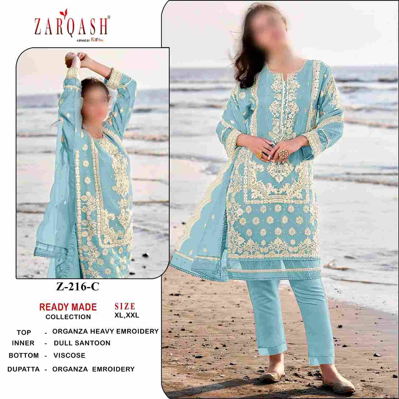 Zarqash Hit Design Z-216 Colours By Zarqash Z-216-A To Z-216-C Series Beautiful Pakistani Suits Colorful Stylish Fancy Casual Wear & Ethnic Wear Organza Dresses At Wholesale Price